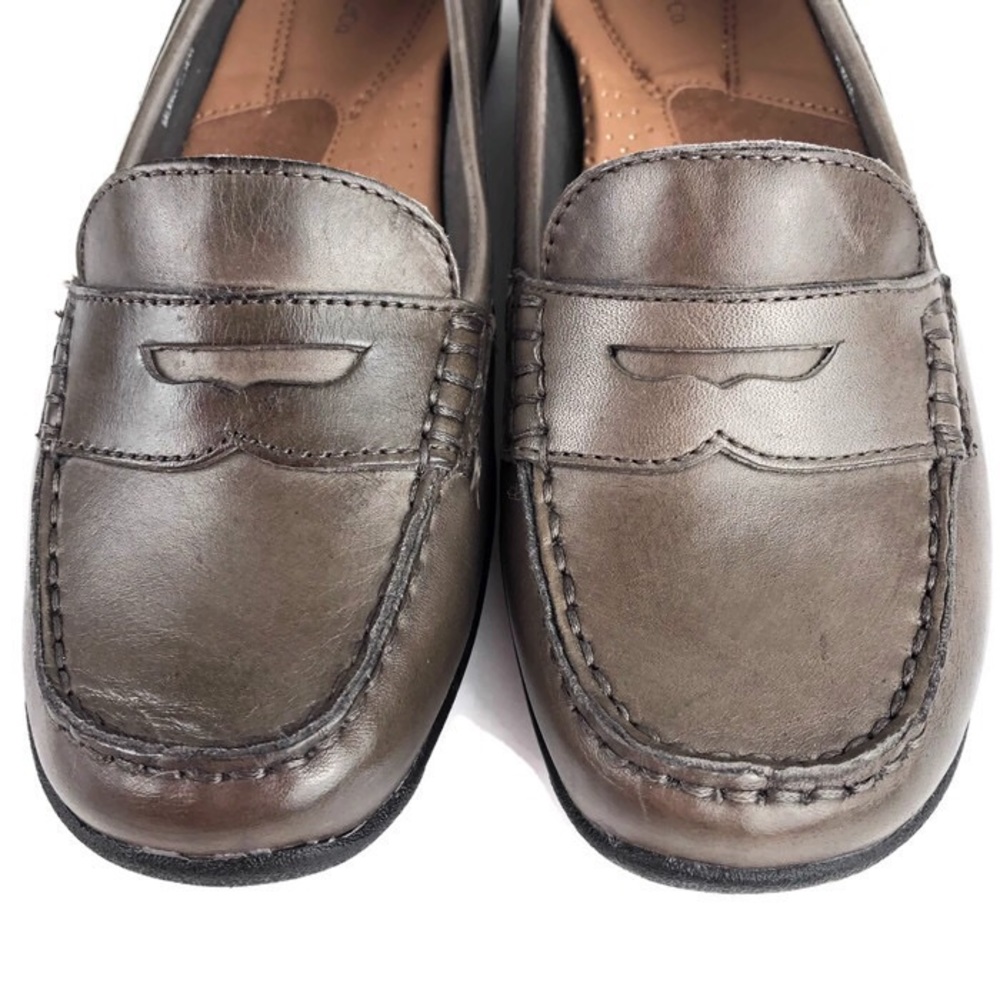 GH Bass Antoinette grey leather loafers Size 10M